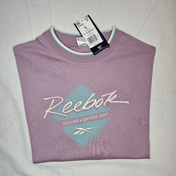 Reebok Pink Retro Logo Graphic Sweater Tee NWT 20" PTP - Picture 5 of 13
